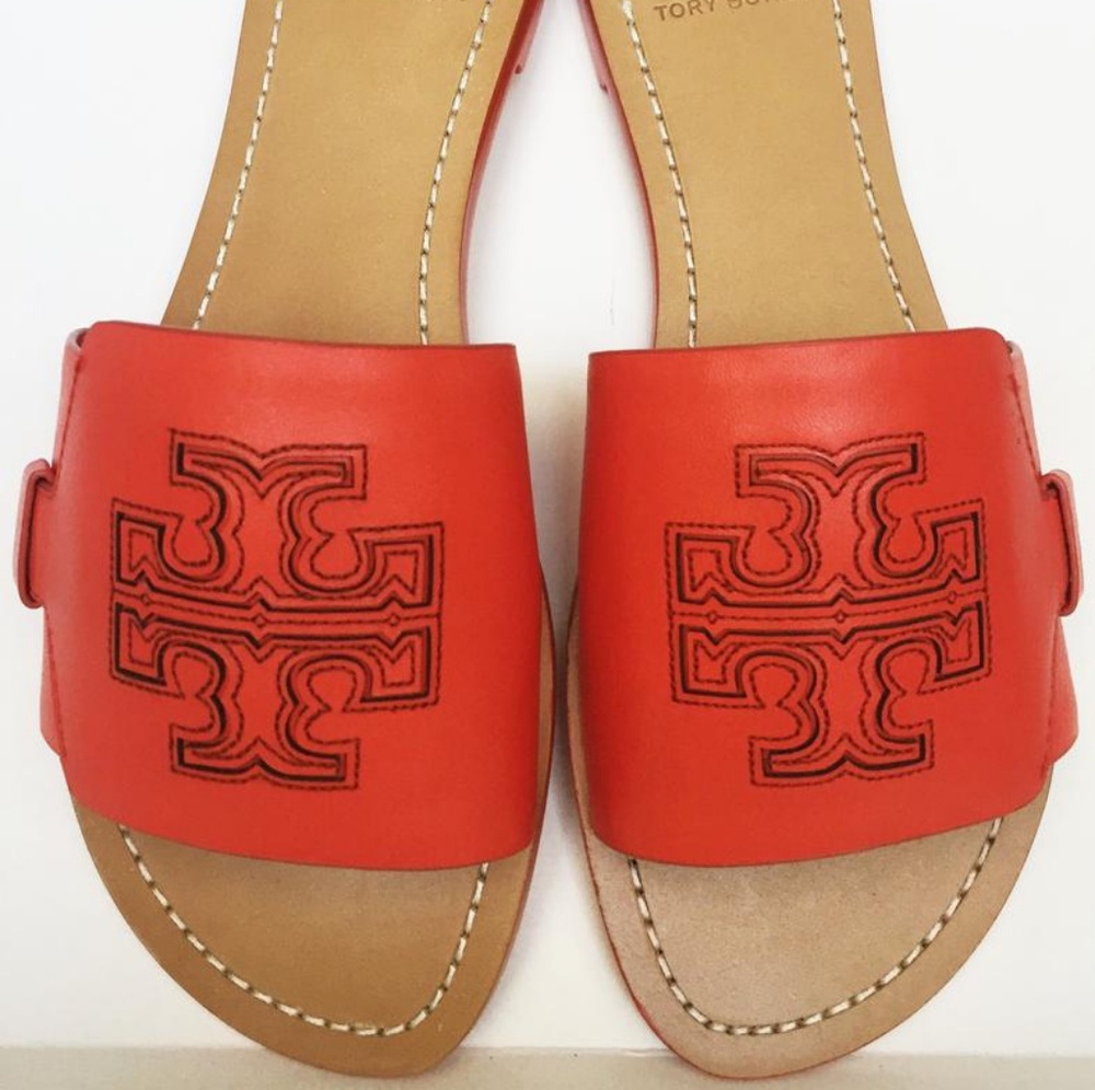 Tory Burch Melinda Poppy Red Slides - Picture 2 of 6